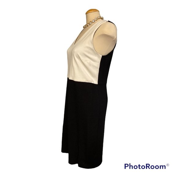 DEX Dress Black & White Colour Block Sz Large Office Attire Stretchy - Picture 4 of 9